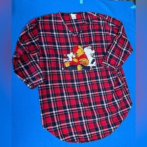 Disney VTG Sleeping Pooh Night Shirt 100% Cotton Flannel Unisex One Size 27" PTP